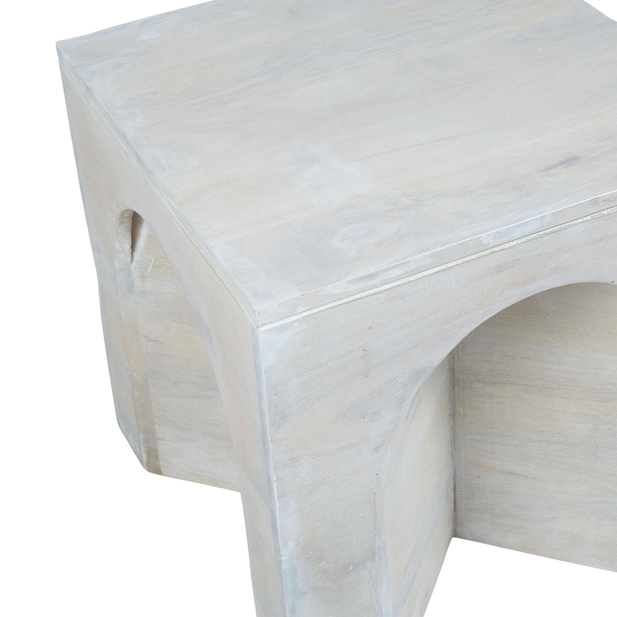 Arch Wood Side Table Lime Wash Comeo Home