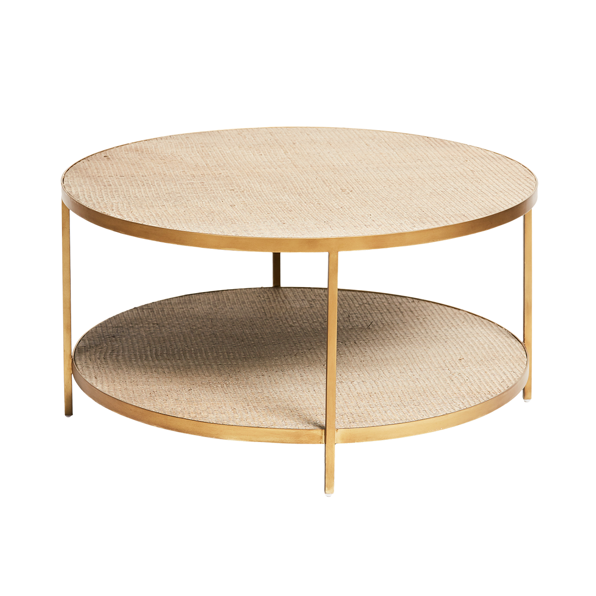 Manhattan Rattan Round Coffee Table Brass Comeo Home