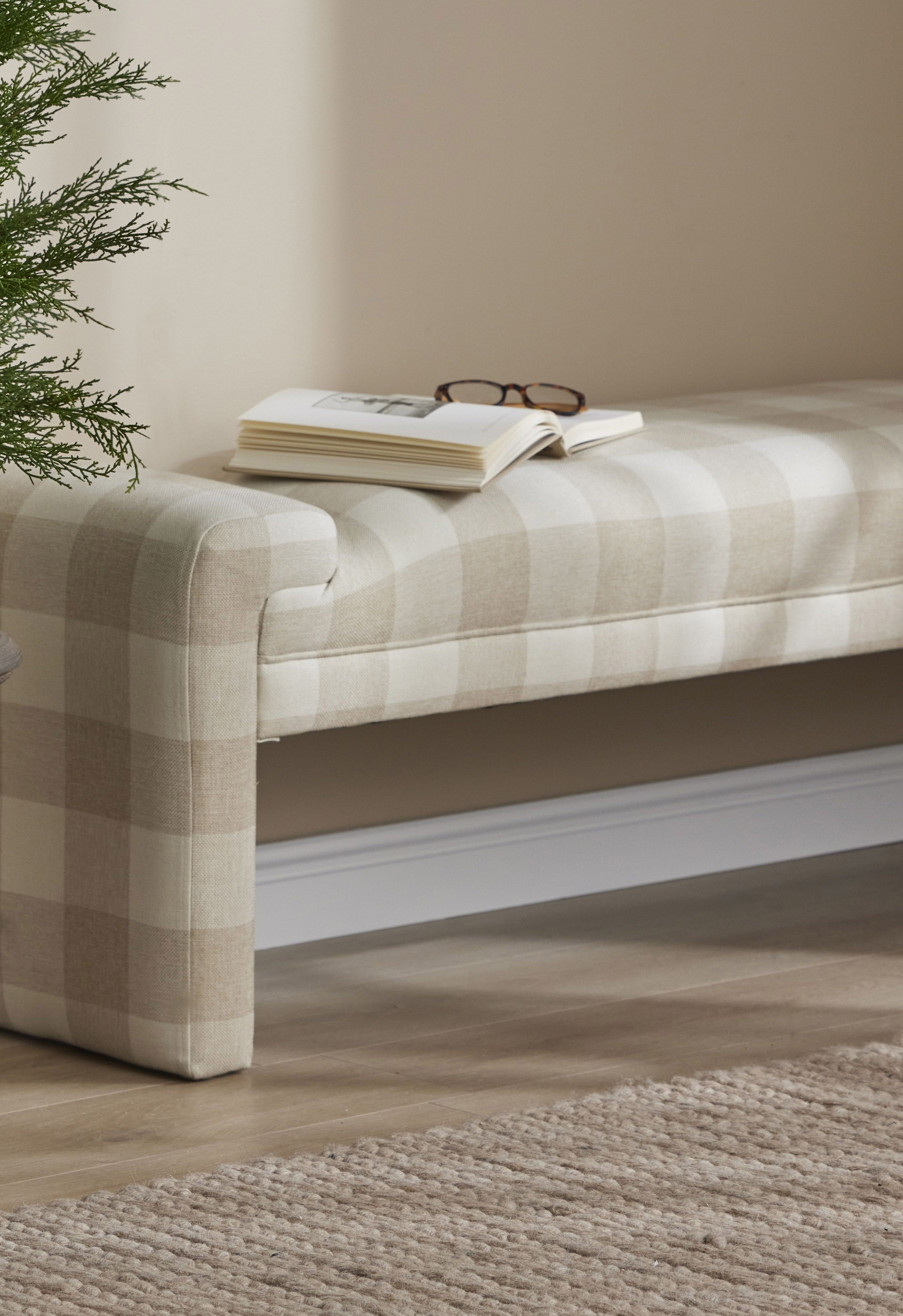 Andrea Checkered Pattern Bench Seat Ottoman