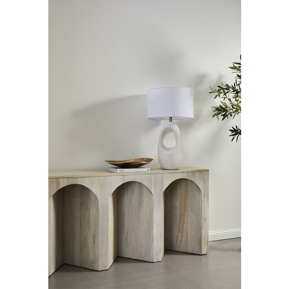 Arch Wood Console Table - Lime Wash – Comeo Home