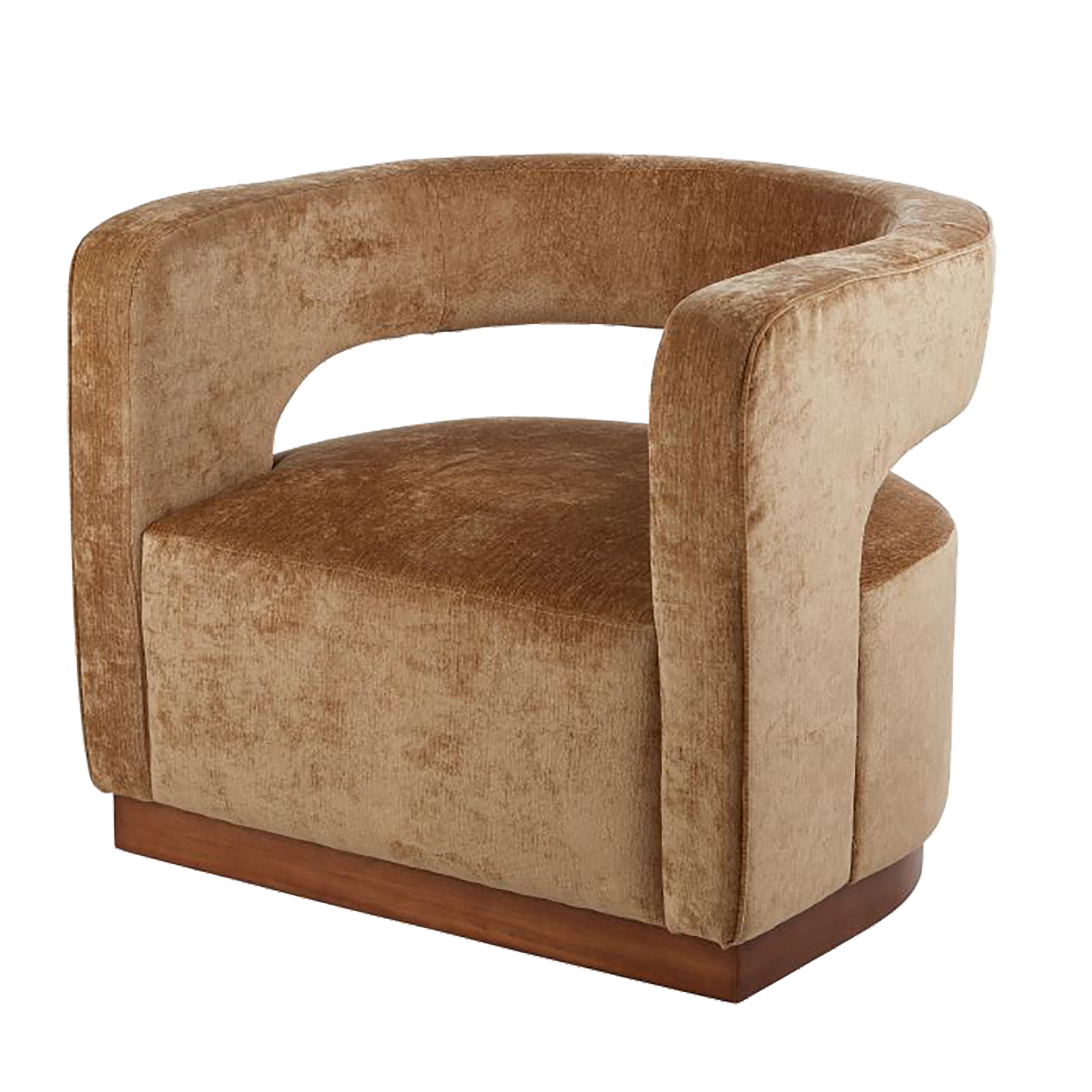 Grand Designs Gold Aged Velvet Armchair - Walnut