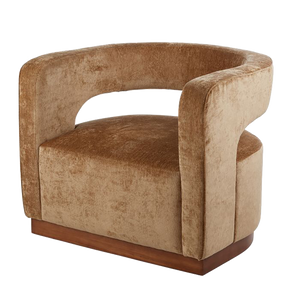 Grand Designs Gold Aged Velvet Armchair - Walnut
