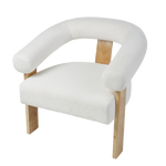 Load image into Gallery viewer, Remir Curved Boucle Timber Armchair - White
