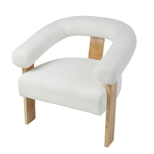 Remir Curved Boucle Timber Armchair - White