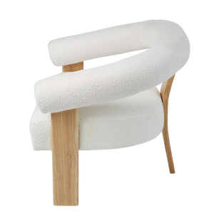 Remir Curved Boucle Timber Armchair - White