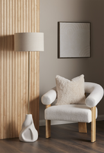 Load image into Gallery viewer, Remir Curved Boucle Timber Armchair - White

