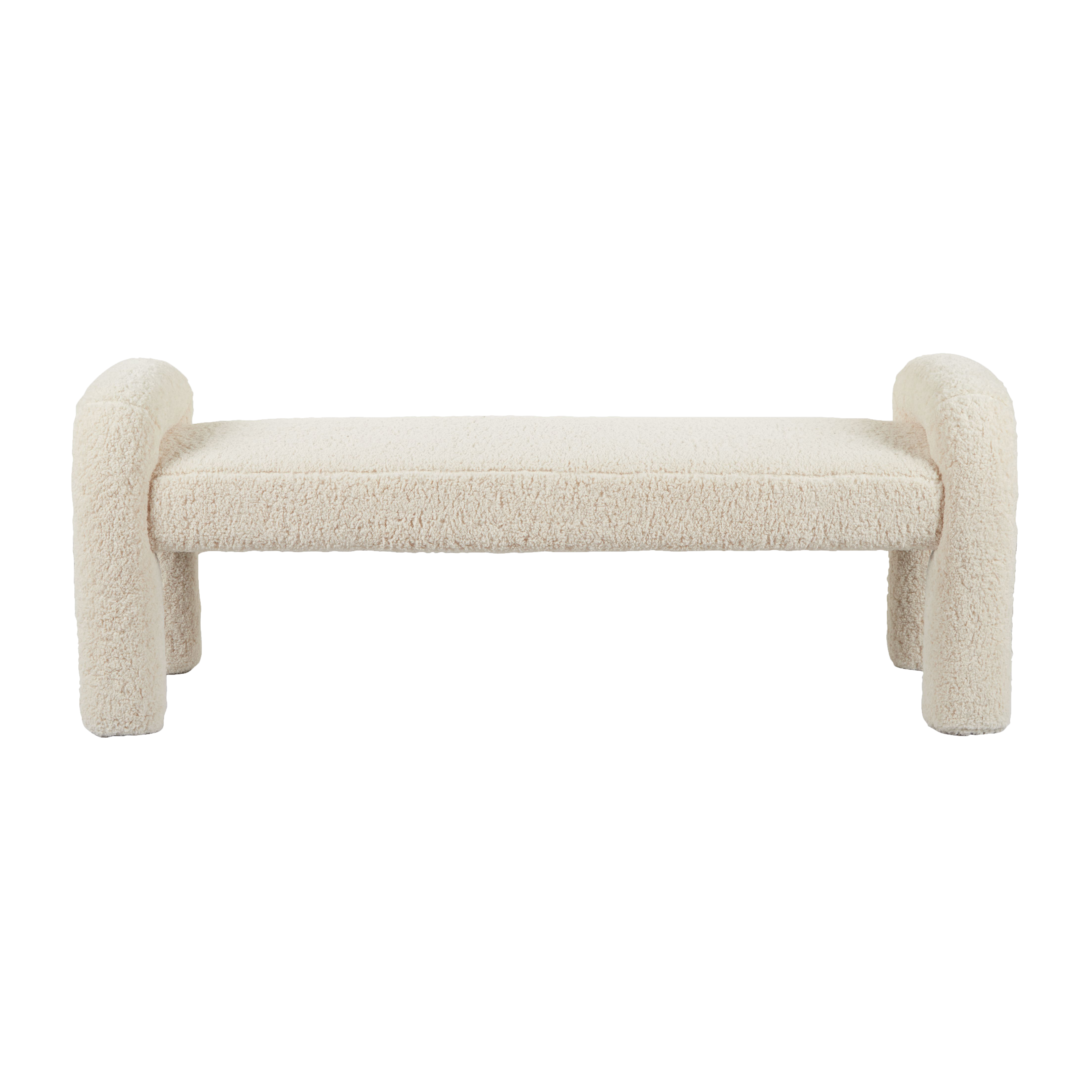 Sabri Fluffy Bench Seat Ottoman - Nougat