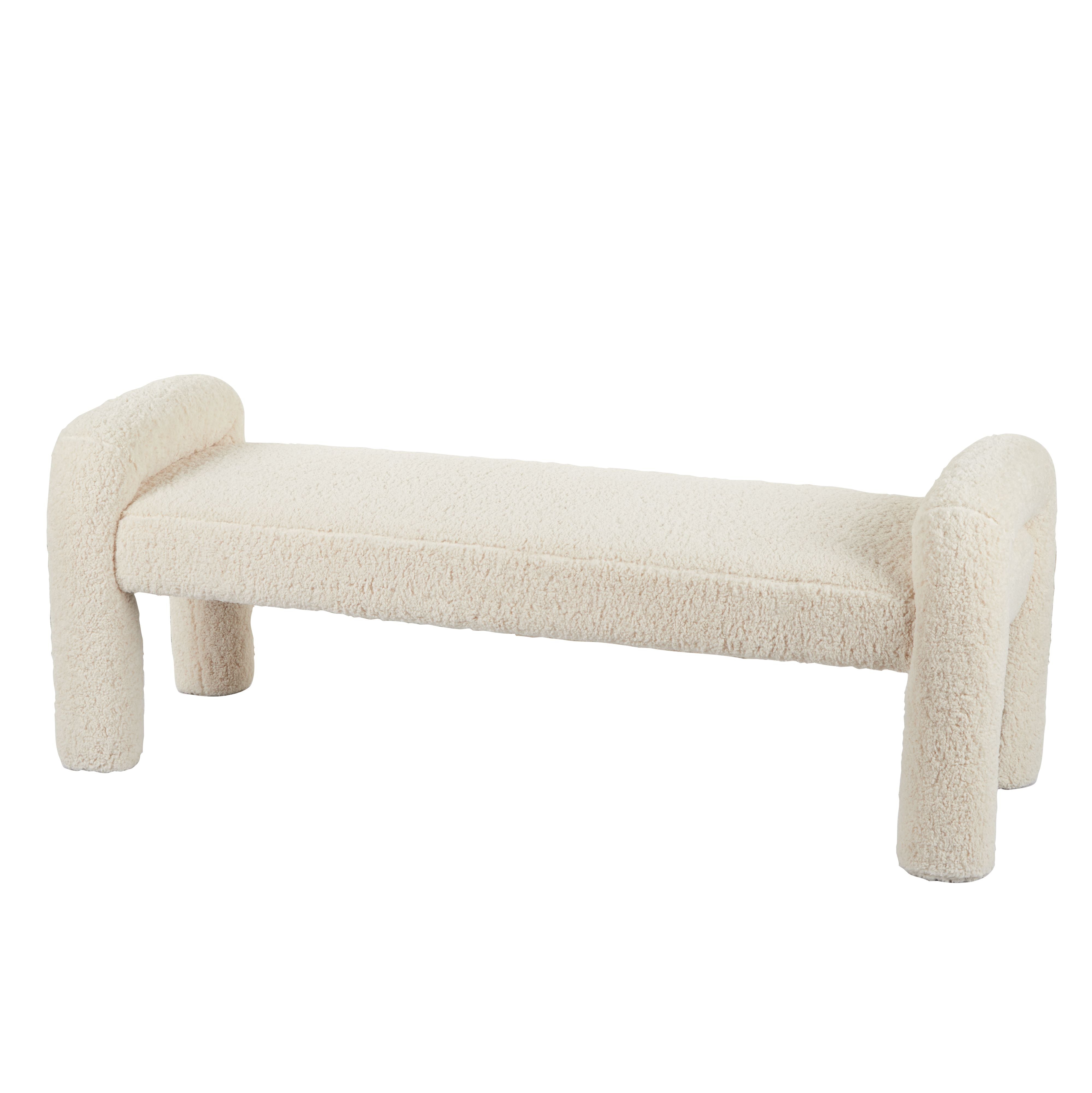 Sabri Fluffy Bench Seat Ottoman - Nougat