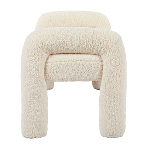 Sabri Fluffy Bench Seat Ottoman - Nougat