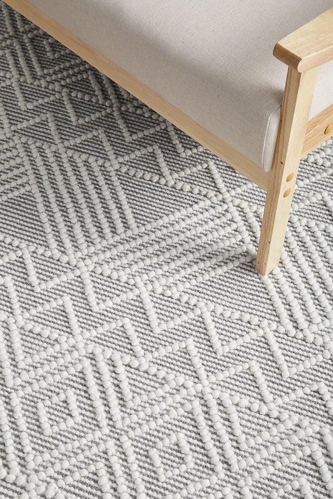 Ciara Hand Made Wool Rug - Grey