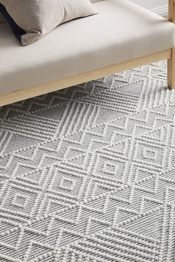 Ciara Hand Made Wool Rug - Grey