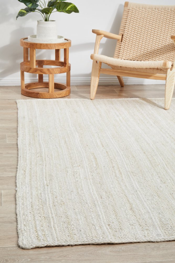 Coast Hand Made Jute Rug - White Wash