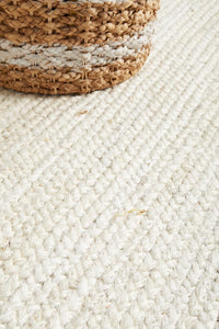 Coast Hand Made Jute Rug - White Wash