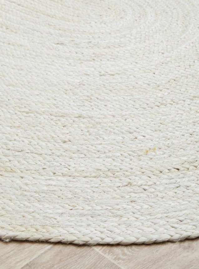 Coast Oval Hand Made Jute Rug - White Wash