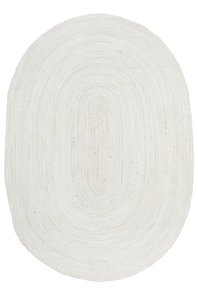 Coast Oval Hand Made Jute Rug - White Wash
