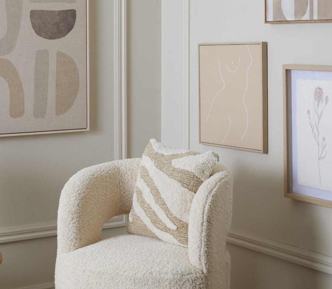 Emanuel Fluffy Fabric Armchair - Nougat