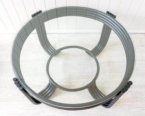 Esmi Rattan Round Glass Coffee Table - Black