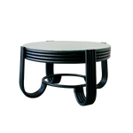 Load image into Gallery viewer, Esmi Rattan Round Glass Coffee Table - Black
