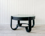 Load image into Gallery viewer, Esmi Rattan Round Glass Coffee Table - Black

