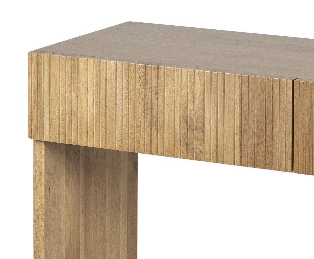 Grand Designs Bright 2 Drawer Oak Timber Console Table - Natural
