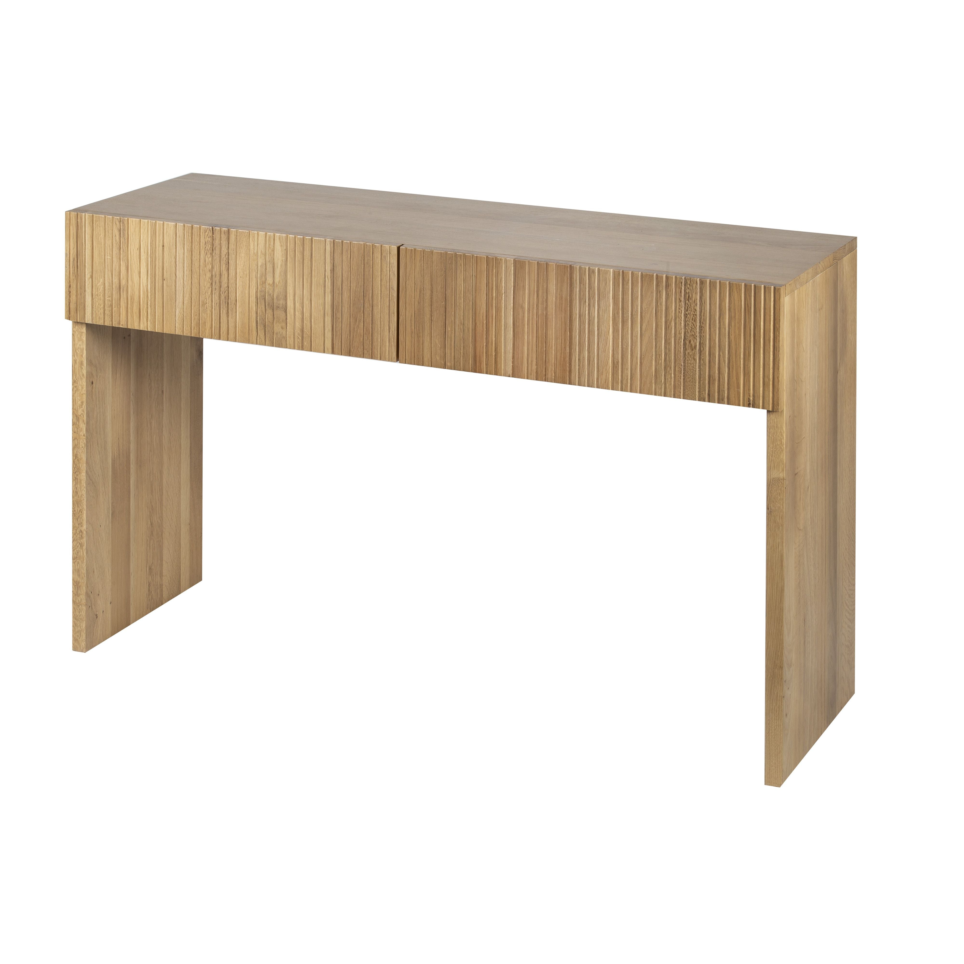 Grand Designs Bright 2 Drawer Oak Timber Console Table - Natural
