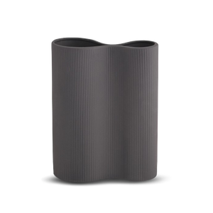 Infinity Ribbed Medium Porcelain Vase - Charcoal