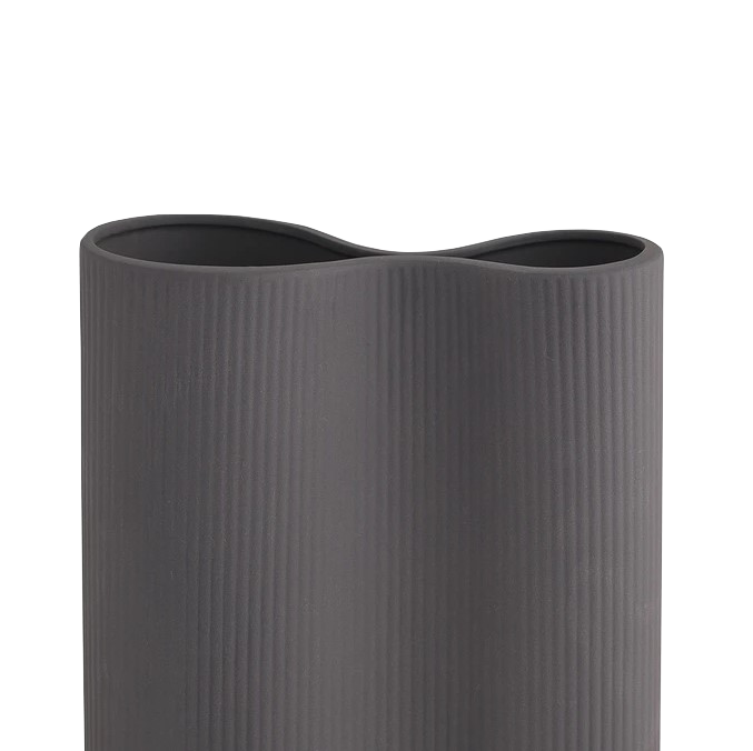 Infinity Ribbed Medium Porcelain Vase - Charcoal