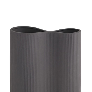 Infinity Ribbed Medium Porcelain Vase - Charcoal