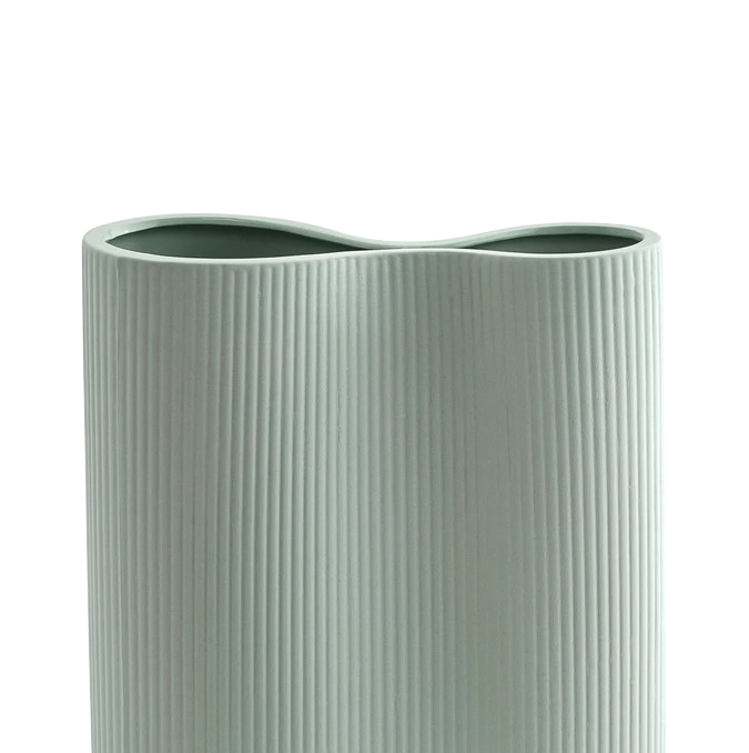 Close-up view of gorgeous  Infinity Ribbed Medium Porcelain Vase-Mint