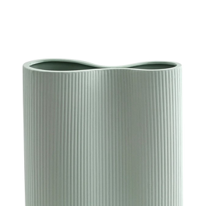 Close-up view of gorgeous  Infinity Ribbed Medium Porcelain Vase-Mint