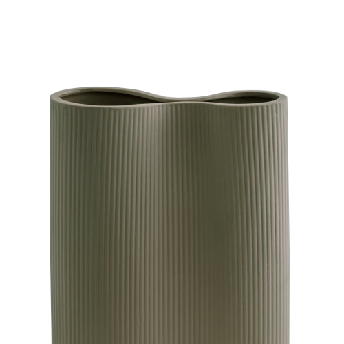 Infinity Ribbed Medium Porcelain Vase - Moss