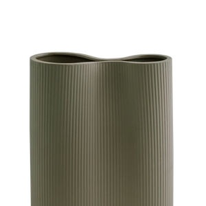 Infinity Ribbed Medium Porcelain Vase - Moss