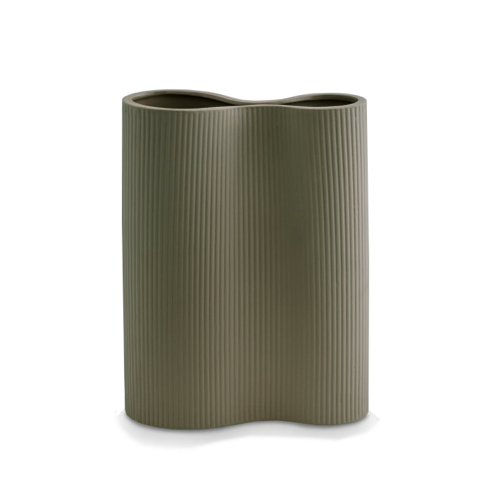 Infinity Ribbed Medium Porcelain Vase - Moss