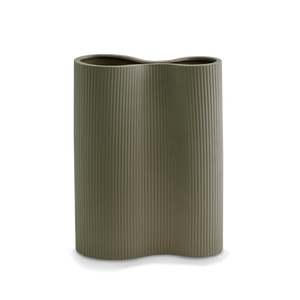 Infinity Ribbed Medium Porcelain Vase - Moss