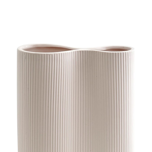 Infinity Ribbed Medium Porcelain Vase - Nude