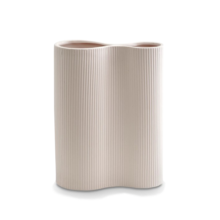 Infinity Ribbed Medium Porcelain Vase - Nude