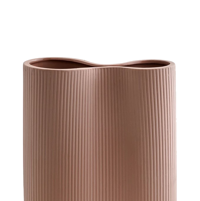 Infinity Ribbed Medium Porcelain Vase - Ochre