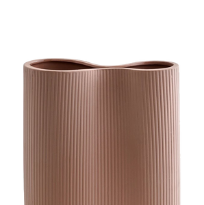 Infinity Ribbed Medium Porcelain Vase - Ochre