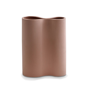 Infinity Ribbed Medium Porcelain Vase - Ochre