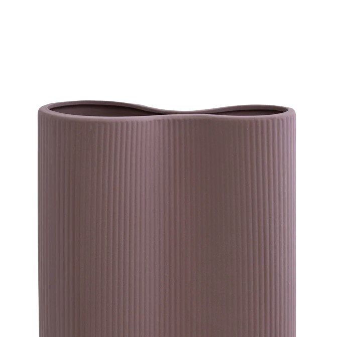 Infinity Ribbed Medium Porcelain Vase - Plum