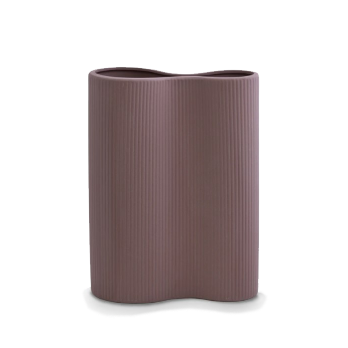 Infinity Ribbed Medium Porcelain Vase - Plum