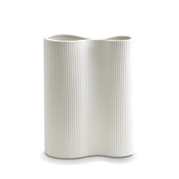 Infinity Ribbed Medium Porcelain Vase - White