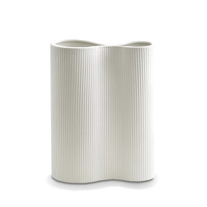 Infinity Ribbed Medium Porcelain Vase - White