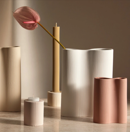 Infinity Ribbed Medium Porcelain Vase - White