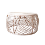 Load image into Gallery viewer, Linda Rattan Round Coffee Table - White Washed
