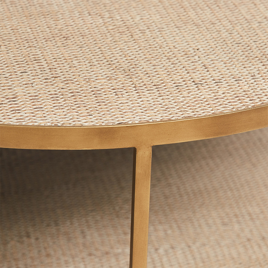 Manhattan Rattan Round Coffee Table - Brass