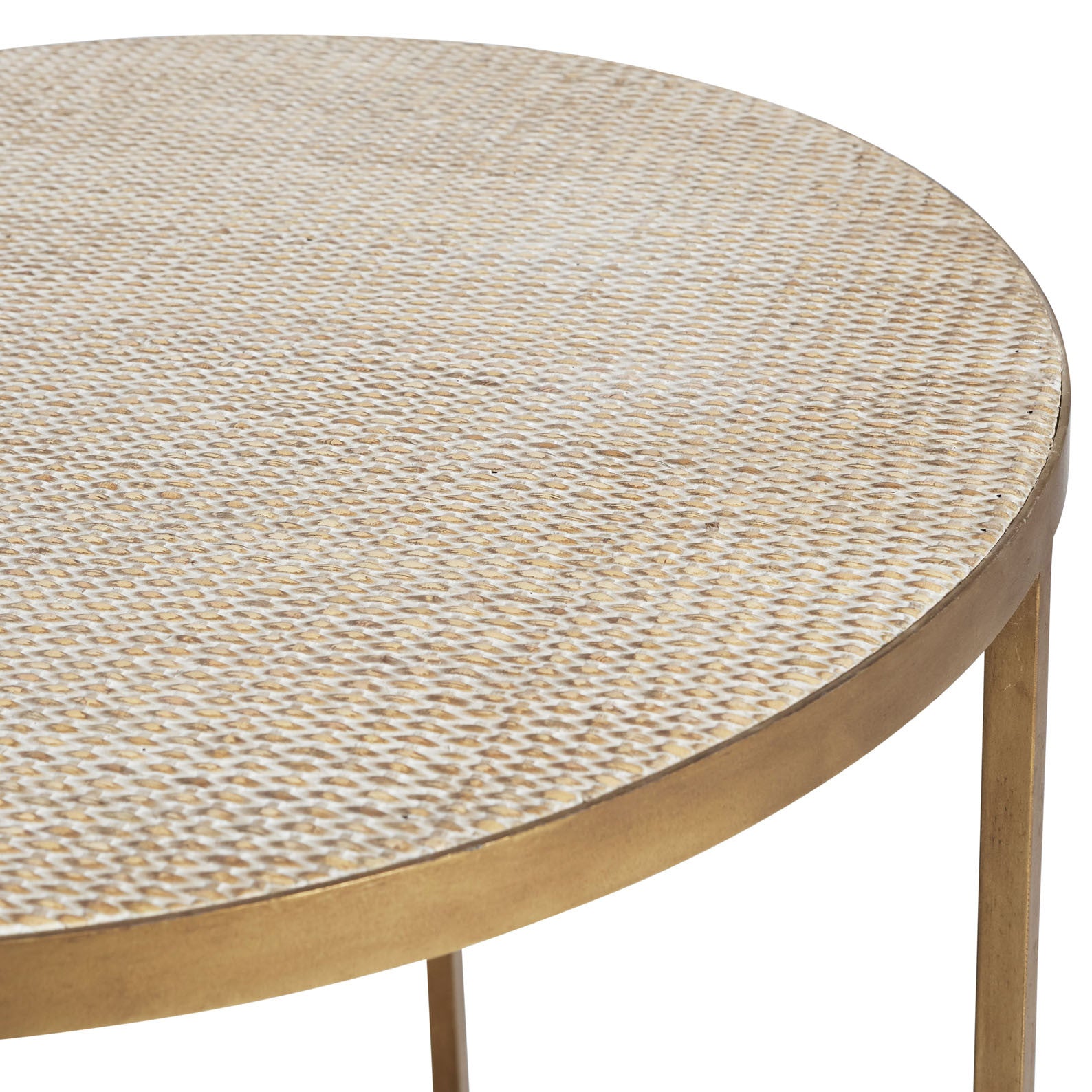 Manhattan Rattan Round Side Table - Brass