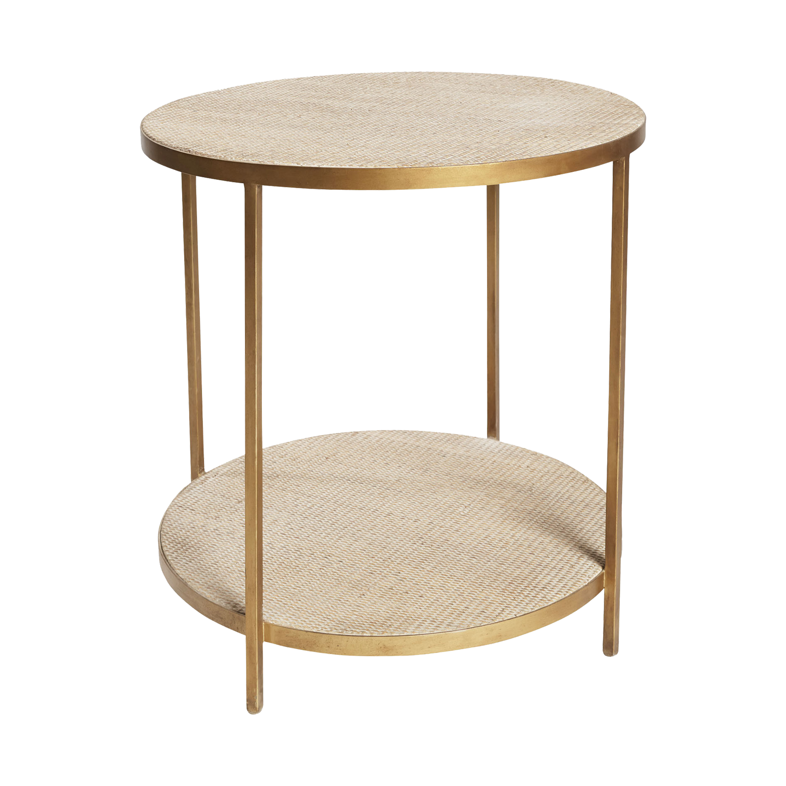 Manhattan Rattan Round Side Table - Brass