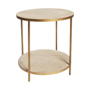 Manhattan Rattan Round Side Table - Brass