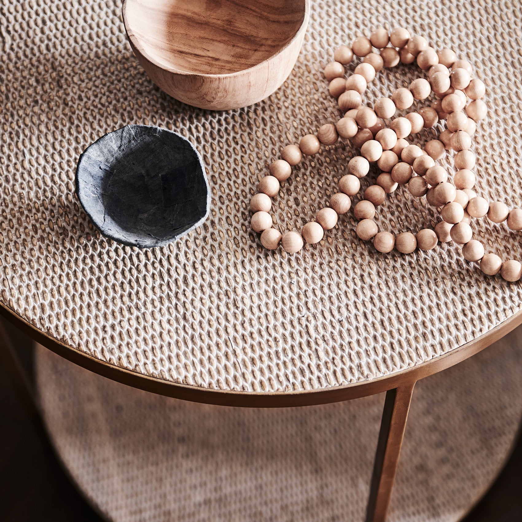 Manhattan Rattan Round Side Table - Brass